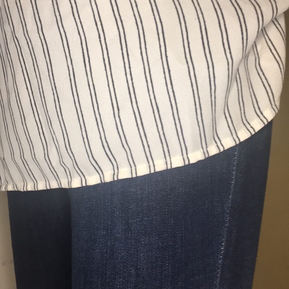 LOFT Striped Cold-Shoulder Blouse - Picture 7 of 9